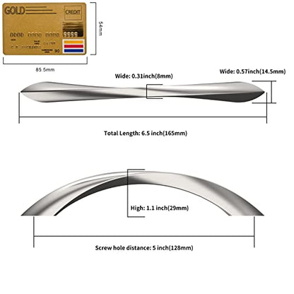 Amerdeco 10 Pack Brushed Satin Nickel 5 Inch(128mm) Hole Centers Kitchen Arch Twisted Cabinet Pulls Cabinet Hardware Kitchen Handles for Cabinets Cupboard Handles Drawer Pulls ZH0048 - color: Brushed Satin Nickel, size: 5"/128MM Hole Center
