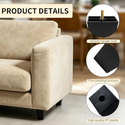 FabricJoy 12 Pack 3 Inch Plastic Furniture Legs Square Sofa Couch Legs Replacement Tapered Feet with M8 T-Nuts Screws for Legs Sofas Table Chairs Cabinets Dressers Beds - size: 3 inch