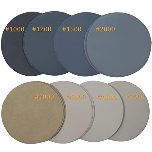 32PCS 5 inch No Hole #1000-#7000 Wet Dry Sanding Discs 1000 1200 1500 2000 3000 4000 5000 7000 Grit Sandpaper Compatible for Random Orbital Sanders (#1000-#7000 8Kind Grit Each 4PCS) - style: #1000-#7000 8Kind Grit Each 4PCS