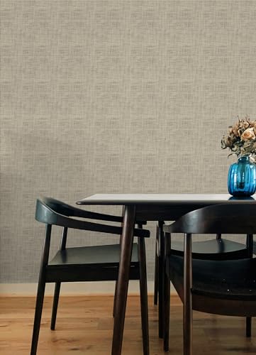 NuWallpaper Laos Ivory Peel and Stick Wallpaper, Ivory Linen Texture Removable Contact Paper for Walls, Self Adhesive Wall Covering for Bedroom Living Room Accent Wall