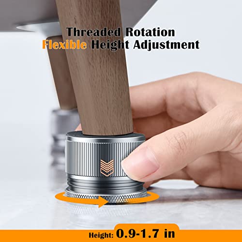 Adjustable Bed Risers 0.9-1.7in, Metal Furniture Riser for Table-Gray 4 Pcs - color: Grey