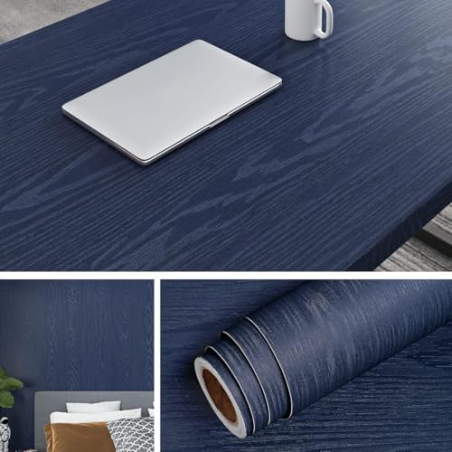 Livelynine 36 Inch Extra Wide Navy Wood Contact Paper for Countertops Peel and Stick Waterproof Wallpaper for Bathroom Counter Top Covering Adhesive Kitchen Countertop Vinyl Wrap Cabinet Door Covers - size: 36"W x 197"L