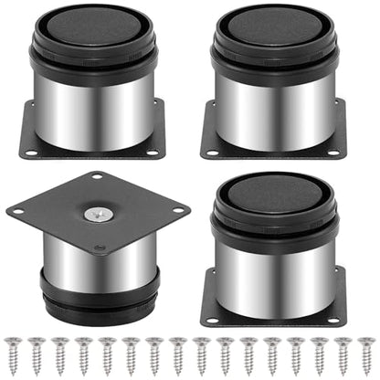 4-Pack 2 Inch Furniture Legs, Stainless Steel Adjustable Round Cabinet Legs with 16Pcs Screw for Cabinet Sofa Shelves Table DIY Furniture(Silver 50x50mm) - color: Silver, size: 2 Inch