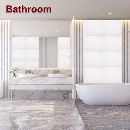 HARFINGTON 15pcs Peel and Stick Marble Tiles, Waterproof Wall Panel Backsplash, 12"x12" PVC Peel and Stick Shower Tiles for Bathroom, Kitchen, Living, Classic White Design - style: Classic White