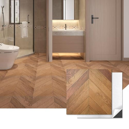 Art3d 30-Pack Herringbone Peel and Stick Floor Tiles (30 Sq.Ft), Brown - color: Herringbone - Brown