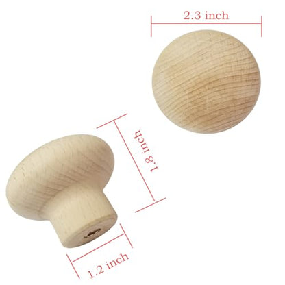 4Pcs Large Wooden Drawer Knobs 2.3 Inch Big Round Wood Cabinet Knobs Pulls Unfinished Beech Wood Round Knobs for Kitchen Cabinets Drawer, Cabinet Handles - size: 2.3 Inch