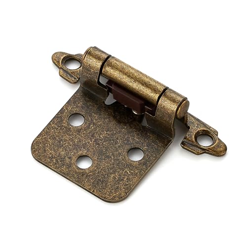 Antique Brass Cabinet Hinges, 1/2 Inch Overlay, 4 Pack(2 Pairs) - color: Antique Brass