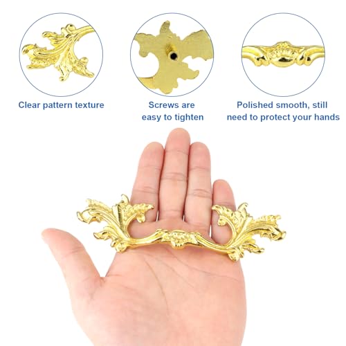 4 Pcs French Provincial Drawer Pulls Antique Dresser Handles (Gold) - color: Gold