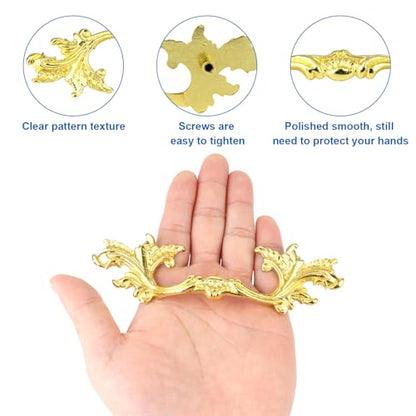 4 Pcs French Provincial Drawer Pulls Antique Dresser Handles (Gold) - color: Gold