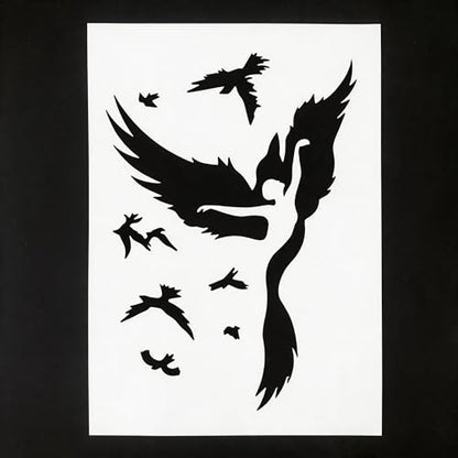 TIAMECH A4 Reusable Phoenix Flying Birds Stencil for Painting - style: Phoenix Flying Birds