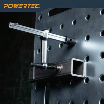 POWERTEC 2PK Welding Clamp with T-Handle – 8" Max Opening, 4" Throat Depth – Fits 5/8" (16mm) Welding Table Holes, Heavy-Duty Workbench Screw Clamp for Welding & Fabrication (72244-P2) - size: 8 Inch Bar Clamps for Welding (2PCs)