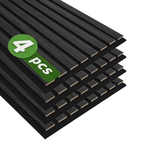 Art3d 12" x 24" Acoustic Wood Slat Wall Panel, 4pcs, 8 sq.ft, Grey Oak - color: Grey Oak, size: 12" x 24"