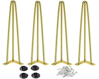 Osring 30 Inch Furniture Hairpin Legs Gold,1/2" Dia 3-Rods Metal Table Feet - color: Gold, size: 30 Inch