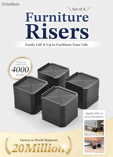 EclatBain Adjustable Bed Risers 1.5 Inch, 4000 lbs, 4 Pack Brown - color: Square-4 Pack-brown, size: 1 Layer(1.5inch)