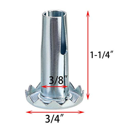 Skelang 12 Pcs Caster Sockets, Metal Stem Wheel Sleeve Insert for Grip Ring Caster, Chair Legs, Wooden Furniture Replacement