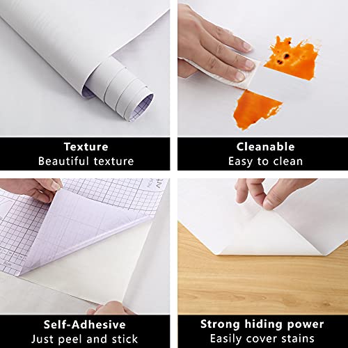 Arthome Peel and Stick Wallpaper - White Wood Contact Paper - White Wallpaper - Self-Adhesive, Removable and Waterproof for Cabinet, Countertop (11"x100") - color: White Wood, size: 11" x 100"