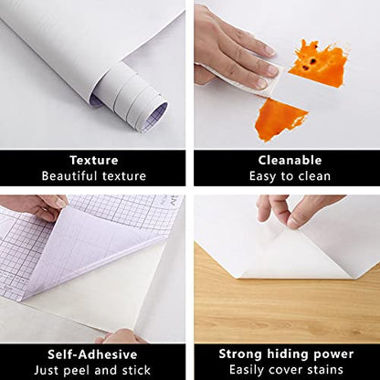 Arthome Peel and Stick Wallpaper - White Wood Contact Paper - White Wallpaper - Self-Adhesive, Removable and Waterproof for Cabinet, Countertop (11"x100") - color: White Wood, size: 11" x 100"