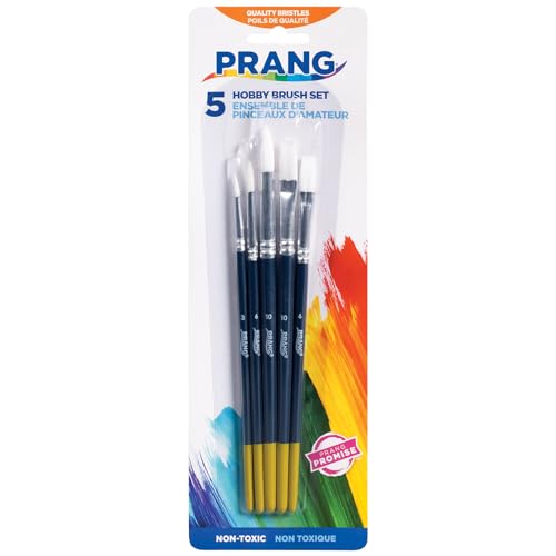Prang Hobby Paint Brush Set, Assorted Sizes, 5 Brushes - size: 5 Count (Pack of 1)
