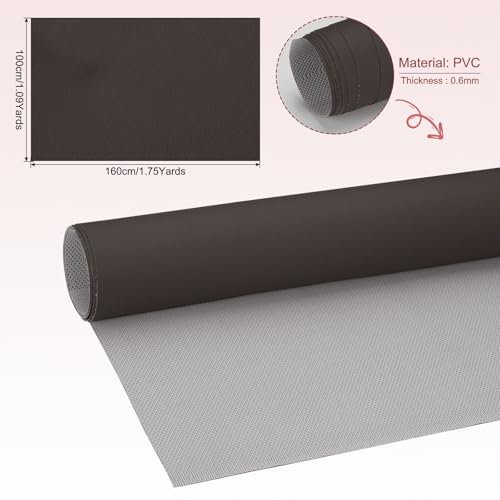 PATIKIL 63x39.4in Faux Leather Sheets, Faux Leather Fabric Sheets Vinyl Fabric Synthetic Soft Waterproof PVC for Replacement Upholstery Car Furniture Sofa Boat Marine, Black Coffee - color: Black Coffee