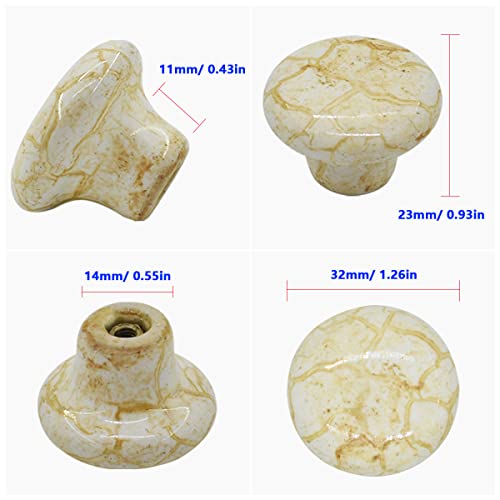 10 Pack 1.2" Ceramic Knobs Door Handle Cabinet Drawer Marble Finish Cupboard Pull for Cupboards, Wardrobe, Drawer, Dresser, Chest