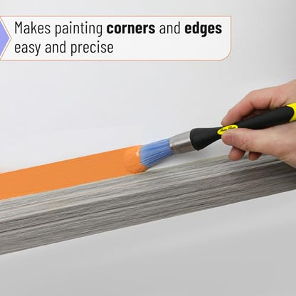 Bates- Trim Paint Brush, 0.75 Inch, 2 Pack, Ergonomic Non-Slip Handle, Synthetic Bristles, Trim Brushes for Painting, Yellow and Black - color: Yellow-black, size: 0.75 inch, 2 Pack