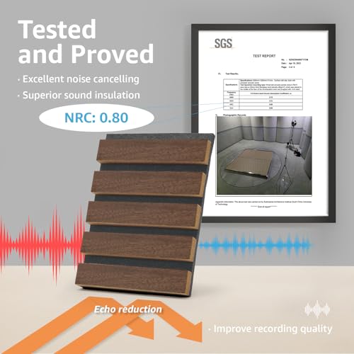 Art3d 2-Pack 3D Fluted Wood Sound Absorbing Slat Wall Panel, Dark Walnut - color: Dark Walnut, size: 2pcs - 47.2＊23.6in.