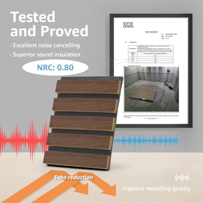 Art3d 2-Pack 3D Fluted Wood Sound Absorbing Slat Wall Panel, Dark Walnut - color: Dark Walnut, size: 2pcs - 47.2＊23.6in.