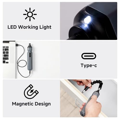 Electric Screwdriver 3.6V，Mini Cordless Power Screwdriver Set, Precision Bits with 250 RPM Powerful Motor,LED Lights,Portable Toolbox for Electronics Appliances Repairs