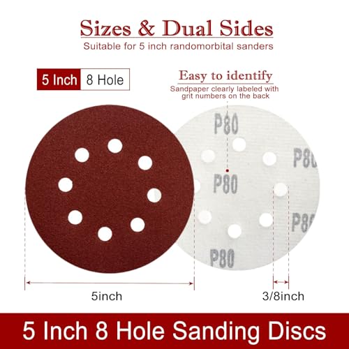 40 PCS 5 Inch Sanding Discs, 5000 Grit Hook and Loop Sandpaper for Orbital Sander, Round Sanding Pads for Random Orbital Sander, Sandpaper Discs for Wood Metal Polishing - style: TiePan-5000#-40pcs