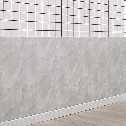 Haimin 3D Wall Panels Peel and Stick Marble Tile Look 10 Pack Waterproof - color: Light Gray-MNH
