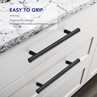 Ravinte Hardware Matte Black Cabinet Handles Drawer Pulls 5 Inch CC 10 Pack - color: Matte Black T-Shaped, size: 5" Hole Center