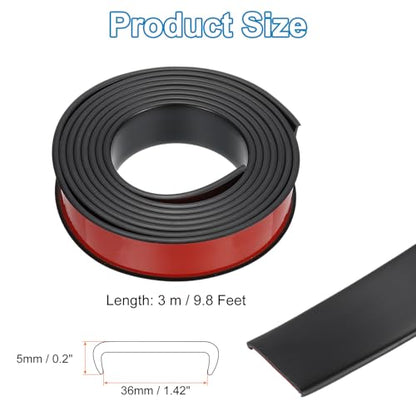 PATIKIL TPE U-Shape Edge Banding, 1-7/16 Inch x 9.8ft Self Adhesive Flexible Veneer Edging Trim Furniture Edge Protector for Shelf Cabinet Table Repair Restoration, Black - size: 9.8Ft x 1.42"