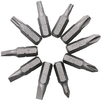 1/4 Inch Hex Socket Wrench Double Head with 10Pcs Various Angled Screwdriver Bits Hand Tool Set for Home, Garage