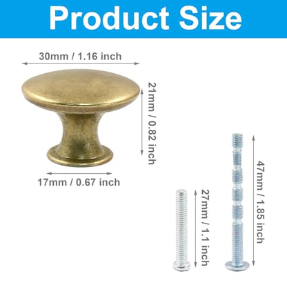 16Pcs 30mm Antique Brass Kitchen Cabinet Knobs - color: Antique Brass, size: 16 Pcs