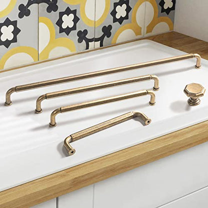 Goo-Ki 6 Pack 6-1/4 Inch （160mm） Hole Center Cabinet Pulls Antique Brass Zinc Alloy Kitchen Drawer Pulls Drawer Handles 6.7 Inch Length 2201-GT-160 - color: Antique Brass, size: 6-1/4 inch Hole Centers