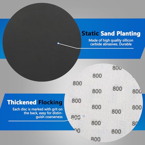 VIBRATITE 800 Grit 5 Inch Hook & Loop Sanding Discs, 70PCS - size: 5 Inch (800 Grit)