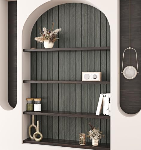 Black Grey PVC Acoustic Slat Wall Panel Peel and Stick for Walls - color: Black, size: 12×120"
