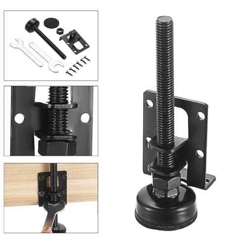 OwnMy 4PCS Adjustable Furniture Leveling Feets L Shaped Furniture Levelers - size: 4.7"H-Black