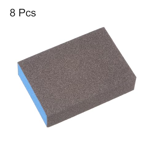 HARFINGTON 8pcs Sanding Sponge Blocks #120 (400 Grits) Wet/Dry Hand Sanding Sponges, 100x70x25mm Foam Sanding Block Pad for Polishing Kitchen Metal Wood Drywall Furniture, Brown&Blue - color: Brown, Blue, size: 400 Grits
