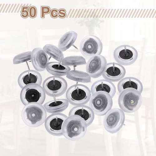 uxcell 50pcs Furniture Glides 21mm Round - Plastic with Nail, Transparent - color: Transparent