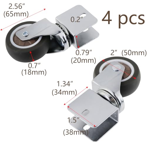 Semetall 2 Inch Side Mount Casters U-Shaped Set of 4 - style: A-79