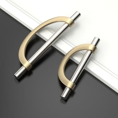Amerdeco 10 Pack Brushed Satin Nickel and Gold Cabinet Pulls 5 Inch(128MM) Hole Centers Kitchen Cabinet Handles Cabinet Hardware Cupboard Handles Drawer Pulls… - color: Brushed Satin Nickel Gold, size: 5"/128MM Hole Center, style: 10 Pack