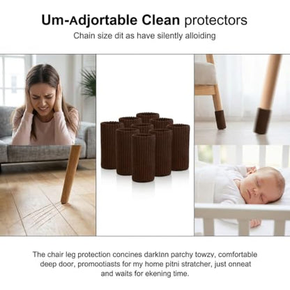 Chair Leg Floor Protectors Socks - 24Pcs Brown Polyester Furniture Covers