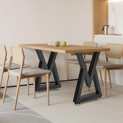 28 Inch Metal Desk Table Legs, Heavy Duty Industrial Style Dinning Table Leg, DIY Furniture Feets with Adjustment Feet Pads, Black - size: 28 '' V Shape