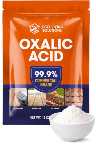ECO LIVING SOLUTIONS Oxalic Acid 99.9% Deck Stain Remover & Wood Stain Remover | Metal Cleaning & Rust Stain Removal - 12 Oz