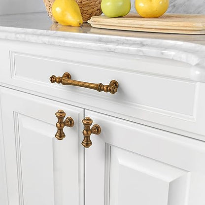 Amerdeco 10 Pack Antique Brass Cabinet Pulls 3.75" - color: Antique Brass, size: 3.75" hole center