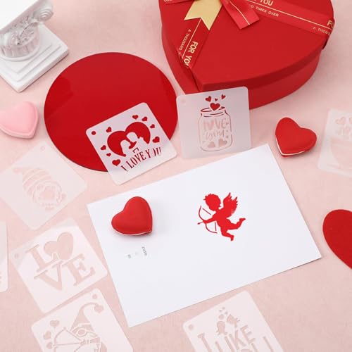 JULMELON 20 Pcs Valentines Day Stencils Reusable Template for Painting Art - style: Valentine's Day Stencils