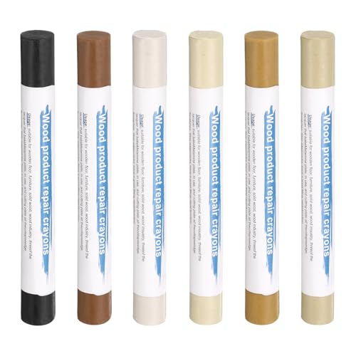 HARFINGTON Wood Filler Sticks 6 Colors Wooden Wax Touch Up Furniture Repair Crayons for Solid Black, Ash, Transparent, Silver Fir, Natural Cherry, Golden Walnut - color: Solid Black Series