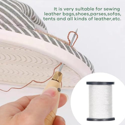 3-Spool Nylon Thread Kit - Each 80 Yards, Includes Sewing Awls & Needles for Hand Sewing, Upholstery & Leather Repair, White - color: White