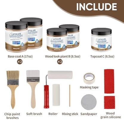 Brown Walnut Wood Look Paint Kit for Furniture, Countertop - color: Brown Walnut, size: 59.5 Fl Oz (Pack of 1)